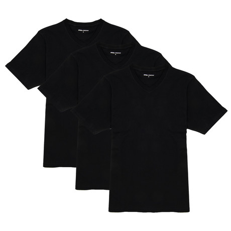 V-Neck T-Shirt // Black // Set of 3 (XS)