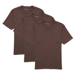 V-Neck T-Shirt // Brown // Set of 3 (XS)