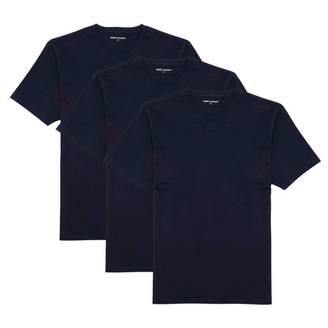 V-Neck T-Shirt // Navy // Set of 3 (XS)