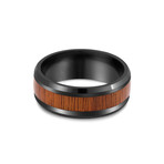 Byakko Ring // Black + Wood (Size 6)