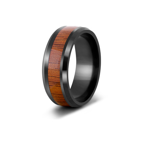 Byakko Ring // Black + Wood (Size 6)