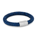 Portus Nautical Rope Bracelet // Matte Silver Finish + Navy Blue (7")