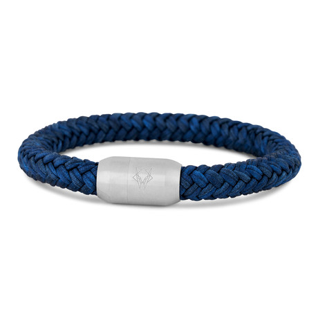 Portus Nautical Rope Bracelet // Matte Silver Finish + Navy Blue (7")