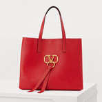 Valentino // Large V-Ring Shopping Tote // Red