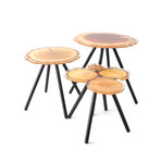 Quebec Side Table Set // Wood Pattern + Metal Legs