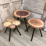 Quebec Side Table Set // Wood Pattern + Metal Legs