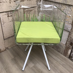 Cali Herbe Chair + Green Cushion + Metal Legs