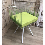 Cali Herbe Chair + Green Cushion + Metal Legs