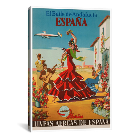 El Baile de Andalucia, Espana - Lineas Aereas de Espana // Unknown Artist (12"W x 18"H x 0.75"D)