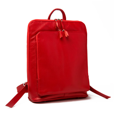 Tech Leather Backpack 14.5″ // Red