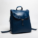 Student Leather Backpack 14" // Blue