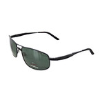 Men's Polarized Rectangular Sunglasses // Black, Green