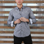 Alec Print Button-Up Long Sleeve Shirt // Black (M)