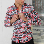 Brian Print Button-Up Shirt // Red (S)