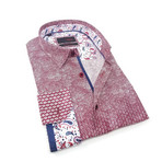 Gavin Print Button-Up Shirt // Bordeaux (3XL)