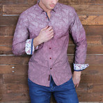 Gavin Print Button-Up Shirt // Bordeaux (M)