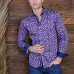 Michael Print Button-Up Shirt // Purple (3XL)
