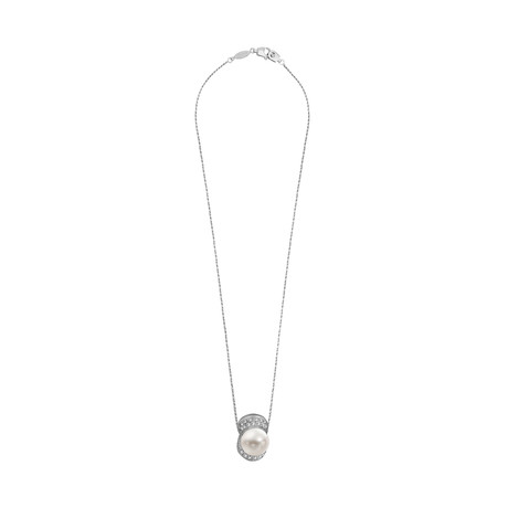 Vintage Salvini 18k White Gold Diamond + Pearl Necklace