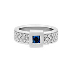 Vintage Salvini 18k White Gold Diamond + Sapphire Ring // Ring Size: 7.5