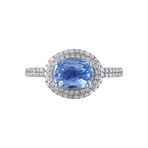 Estate 18k White Gold Diamond + Sapphire Ring // Ring Size: 7