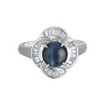 Estate Platinum Cat's Eye + Diamond Ring // Ring Size: 6