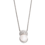Vintage Salvini 18k White Gold Diamond + Pearl Necklace
