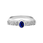 Vintage Recarlo 18k White Gold Diamond + Sapphire Ring // Ring Size: 7