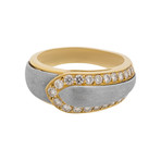 Vintage Van Cleef & Arpels 18k Yellow Gold + Steel Diamond Ring // Ring Size: 8.75