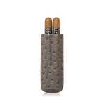 Keep it Fresh Cigar Holder Double (Gray Ostrich)