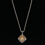 Stone Compass Necklace + 22" Round Box Chain (Black Onyx)