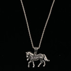 Filigree Horse Necklace + 24" Rope Chain