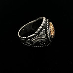 Two Tone Compass Men's Ring (Size 8)