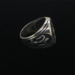 Solid Sterling Silver Shooting Star Ace Of Spades Men's Ring (Size 8)