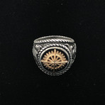 Two Tone Compass Men's Ring (Size 8)