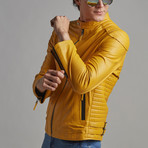 Dylan Leather Jacket // Yellow (4XL)