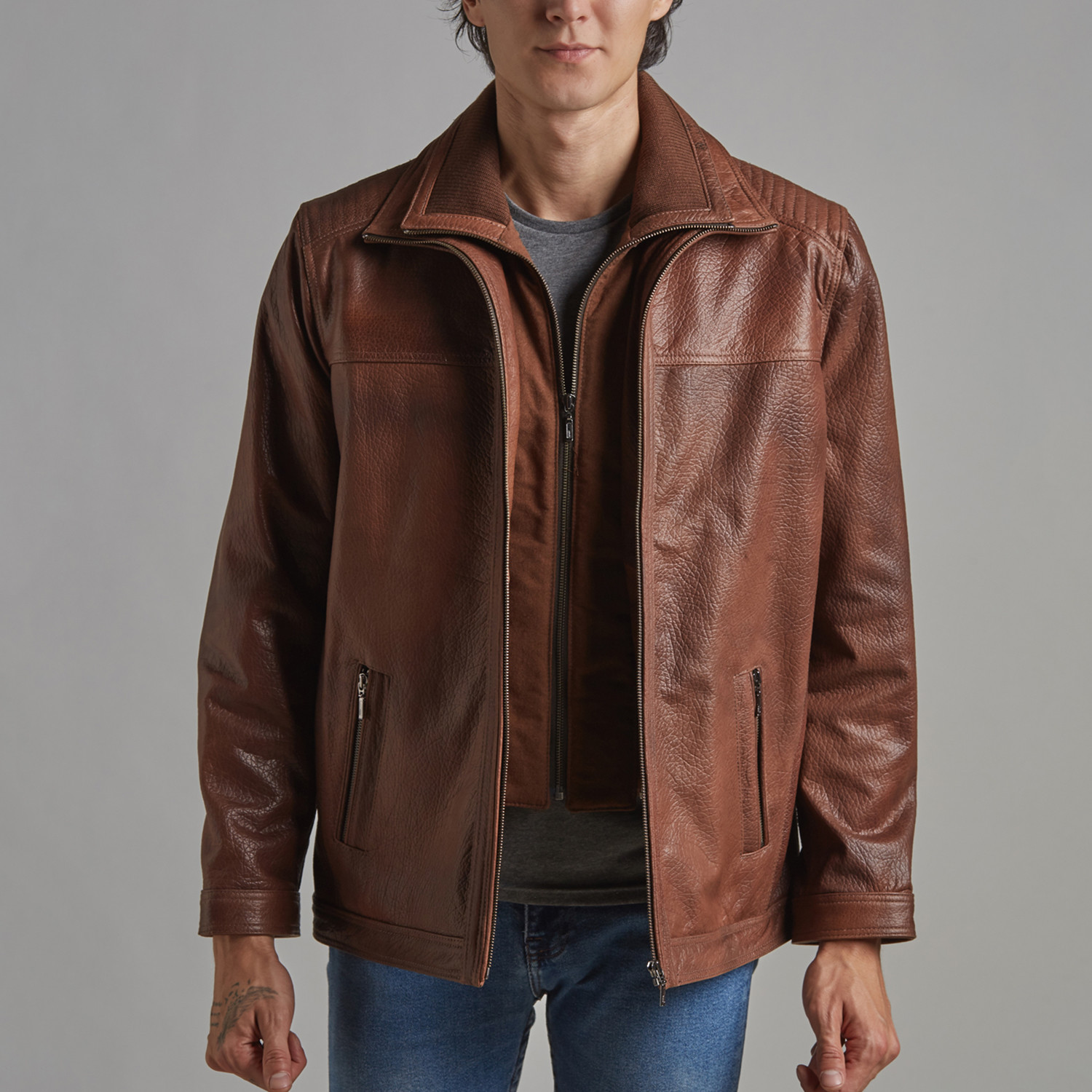 Cameron Leather Jacket // Chestnut (5XL) - Deriderim - Touch of Modern