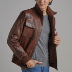 Robert Leather Jacket // Chestnut (4XL)