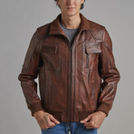 Robert Leather Jacket // Chestnut (2XL)