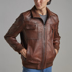 Robert Leather Jacket // Chestnut (3XL)