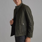 Henry Leather Jacket // Olive (5XL)