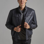 Santiago Leather Jacket // Navy (Euro: 54)