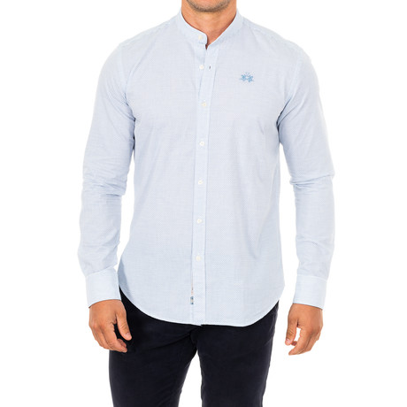 Jim Long Sleeve Shirt // White + Blue (Small)