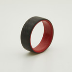 Carbon Fiber Twill Red + Orange Glow Ring (6.5)