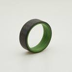 Carbon Fiber Twill Ring // Green Interior (8.5)