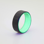 Carbon Fiber Twill Green Glow Ring (6.5)