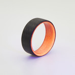 Carbon Fiber Twill Red + Orange Glow Ring (8.5)