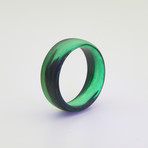 Carbon Fiber Green Marbled Glow Ring (5.5)