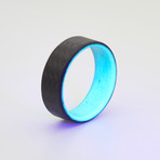 Carbon Fiber Twill Teal Glow Ring (7.5)