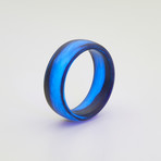 Carbon Fiber Blue Marbled Glow Ring (7.5)