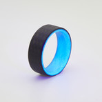 Carbon Fiber Twill Blue Glow Ring (6.5)